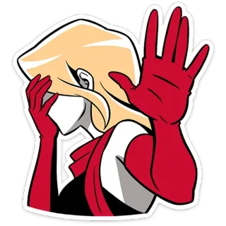 🤦‍♀️ kartun, sarung tangan, tangan, berhenti, pirang, karakter, merah telegram sticker