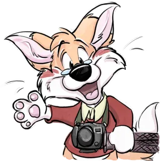 📷 Fuchs, Cartoon, Anthropomorph, Fotograf, Kamera, Tier, Brille telegram sticker