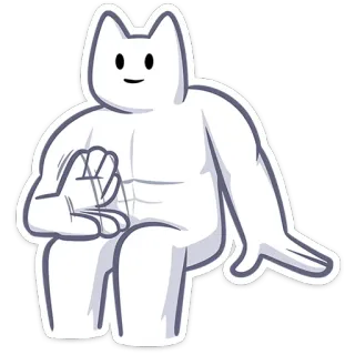 🫰 chat, blanc, assis, bodybuilder, muscle telegram sticker