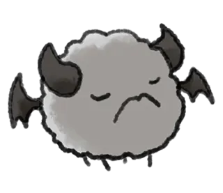 💭 雲, 悪魔, 悲しい, かわいい, 角, 翼, ふわふわ telegram sticker