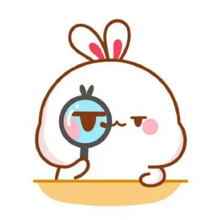 🍼 conejo, conejo, lupa, lindo, kawaii telegram sticker