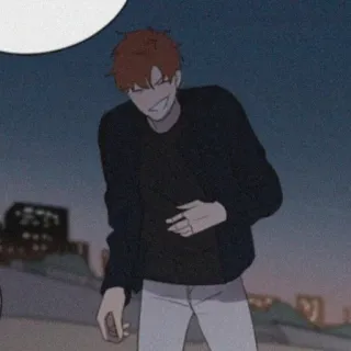 🎞 hombre, dibujo animado, riendo, sonriendo, noche, azotea, oscuro telegram sticker
