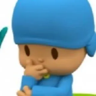 🤭 Pocoyo pocoyo, dibujos animados, personaje, pensando, curioso, niños whatsapp sticker