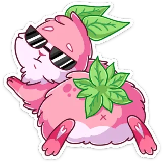 😎 การ์ตูน, ตัวละคร, สีชมพู, แว่นตา, สัตว์ telegram sticker