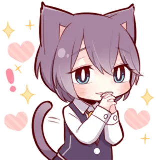 💕 chat, animé, kawaii, mignon, autocollant, manga, coeur, paillette telegram sticker