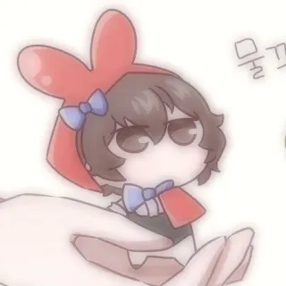 🍫 물꼬 imut, kartun, anime, merah, pita, kawaii, ilustrasi telegram sticker