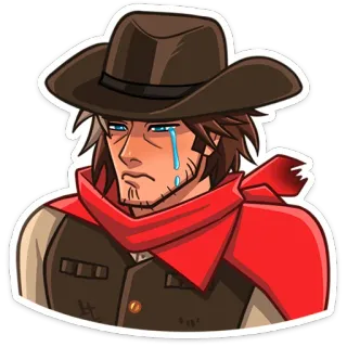 ⭐ smutny, płacz, kowboj, kapelusz, western, łzy telegram sticker