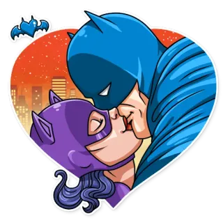 💋 Batman Batman, Catwoman, kiss, love, DC Comics, superhero telegram sticker