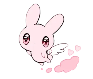 👼 coelho, anjo, kawaii, fofo, rosa, corações telegram sticker