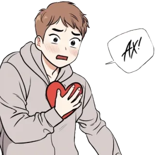 😳 AX! การ์ตูน, หัวใจ, เสื้อสเวตเตอร์, ตัวละคร, ตกใจ telegram sticker