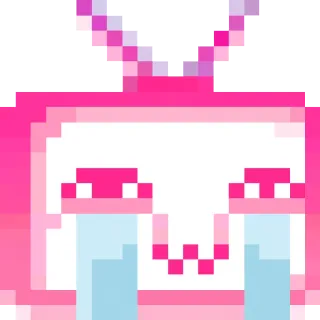 😅 crying, tv, pixel art, sad, pink telegram sticker