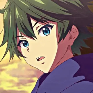 🦠 Anime, Junge, Grüne Haare, Blaue Augen, Anime-Charakter telegram sticker