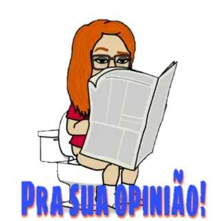 🚽 PRA SUA OPINIÃO! woman, reading, toilet, newspaper, opinion, humor telegram sticker