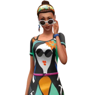 😎 sims, sims4, virtual reality, character, woman, sunglasses telegram sticker