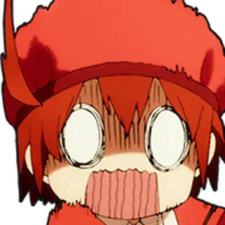 🩸 Red Blood Cell Cells at Work! Anime, Cells at Work, Rote Blutzelle, Schockiert, Besorgt, Überrascht whatsapp sticker