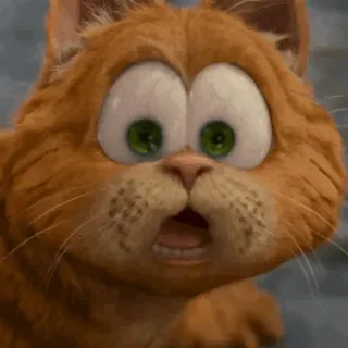 🤣 Garfield cartoon cat, orange cat, shocked, surprised, wide eyes telegram sticker
