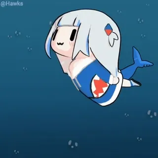 🦈 Gawr Gura @Hawks anime, chibi, vtuber, shark, cute telegram sticker