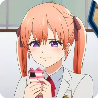 😰 Anime, Dziewczyna, Mundur szkolny, Telefon, Rumieniec telegram sticker