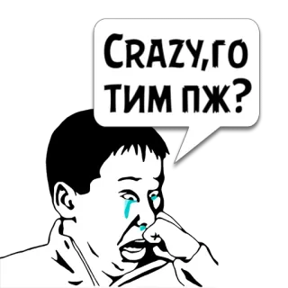 😼 Crazy, го тим пж? Meme, Pianto, Triste, Divertente, Lol, Pazzo whatsapp sticker