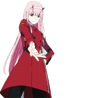 🖐 Zero Two Darling in the Franxx Anime, Zero Two, Darling in the Franxx, Charakter, pinke Haare telegram sticker