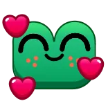 🥰 Kreskówka, Serca, Urocze, Zielony, Uśmiech telegram sticker
