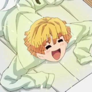 💛 Zenitsu Agatsuma Demon Slayer Zenitsu, Demon Slayer, anime, cute, manga whatsapp sticker