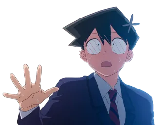 😳 Tadano Hitohito Komi Can't Communicate anime, terkejut, takut, karakter, Tadano Hitohito telegram sticker