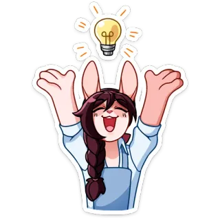 💡 dessin animé, lapin, idée, ampoule, joyeux, mignon telegram sticker