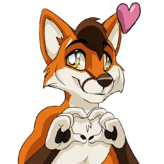 ❤ лиса, мультфильм, сердце, милый, любовь, животное telegram sticker