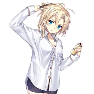 😶 애니메이션 스타일, 애니메이션, 헤어 케어, 젊은 성인, 금발 머리, 짧은 머리, 만화 스타일 telegram sticker