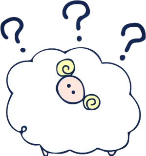 ❓ แกะ, เครื่องหมายคำถาม, การ์ตูน, สัตว์ telegram sticker