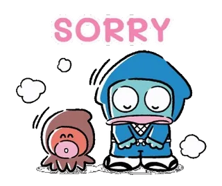 🐙 SORRY 謝罪, 悲しい, かわいい, 忍者, 漫画 telegram sticker
