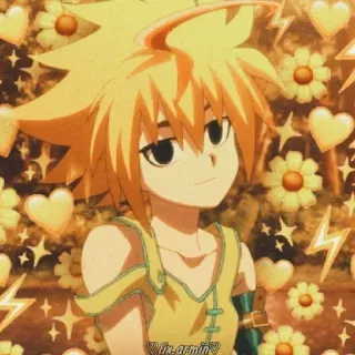 ✨ Armin lix.armin Anime, Cartoon, Personage, Geel, Harten, Bloemen telegram sticker