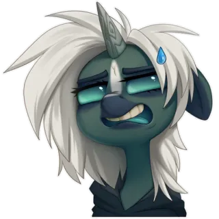 😵 pony, cartoon, anxious, stressed, nervous, illustration, equine, unicorn telegram sticker