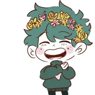 😃 Cartone animato, Corona di fiori, Felice, Kawaii, Anime, Carino whatsapp sticker