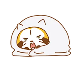 🛌 animale, cartone animato, carino, arrabbiato, tanuki, cane procione telegram sticker
