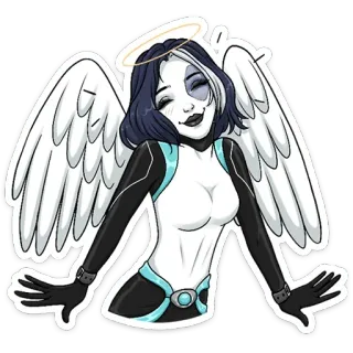 👼 ángel, mujer, dibujos animados, alas, halo, sonriendo, pegatina whatsapp sticker