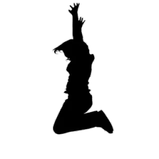 😟 Silueta, Saltando, Mujer, Celebración, Energía, Pose telegram sticker