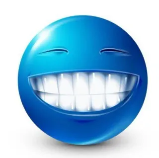 😆 Emoticon, blau, lächeln, Zähne, fröhlich whatsapp sticker