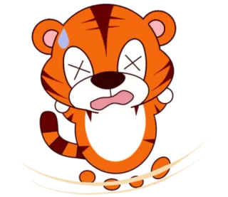 🐯 tiger, cartoon, rope, scared, sweating, animated, animal, crossing telegram sticker