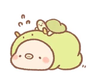 😊 น่ารัก, สัตว์, หมู, คาวาอิ, เต่า, การ์ตูน, เป็นมิตร telegram sticker