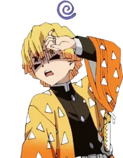 🎭 Zenitsu Agatsuma Demon Slayer anime, demon slayer, zenitsu, funny, character, yellow whatsapp sticker