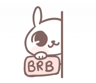 🎀 BRB thỏ, thỏ con, quay lại ngay, dễ thương, động vật, hoạt hình telegram sticker