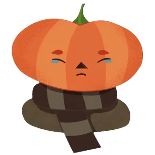 😢 zucca, triste, sciarpa, autunno, halloween, autunno, personaggio telegram sticker