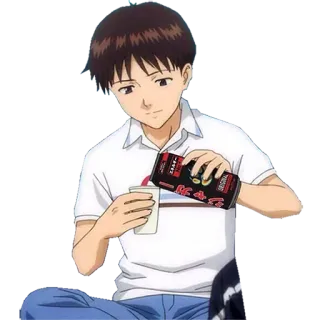 🔷 Shinji Ikari Neon Genesis Evangelion anime, ragazzo, bevanda, evangelion, shinji telegram sticker