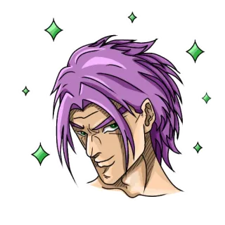 ✨ ผมสีม่วง, ผู้ชาย, ประกาย, การ์ตูน, ตัวละคร, อนิเมะ telegram sticker