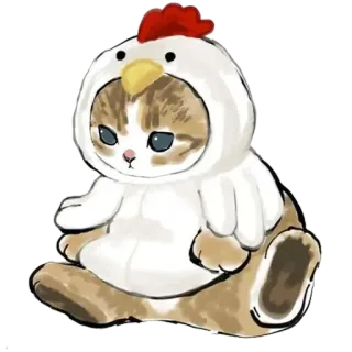 🐔 kucing, ayam, binatang, lucu, hewan peliharaan, anak kucing, kostum telegram sticker