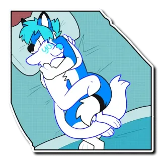 🤗 yawn furry, hug, cuddle, sleep, yawn, anthropomorphic, cartoon, affectionate telegram sticker
