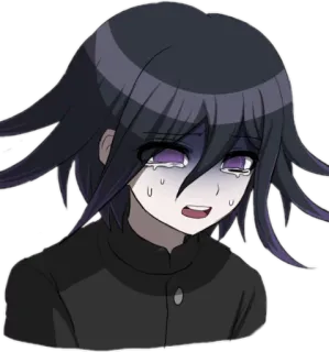 😢 Kokichi Oma Danganronpa 애니메이션, 만화, 울음, 슬픈, 감정적인, 오마 코키치, 단간론파 telegram sticker