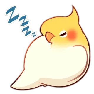 😌 pássaro, fofo, sonolento, animal, desenho animado telegram sticker